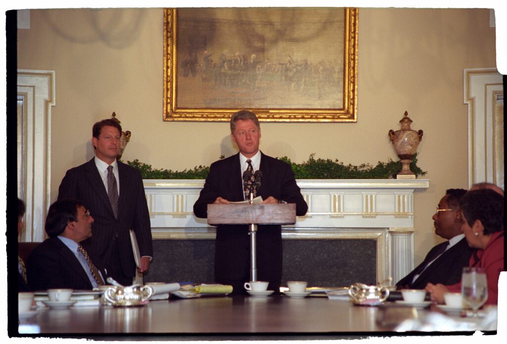President Clinton speaking on EO 12866